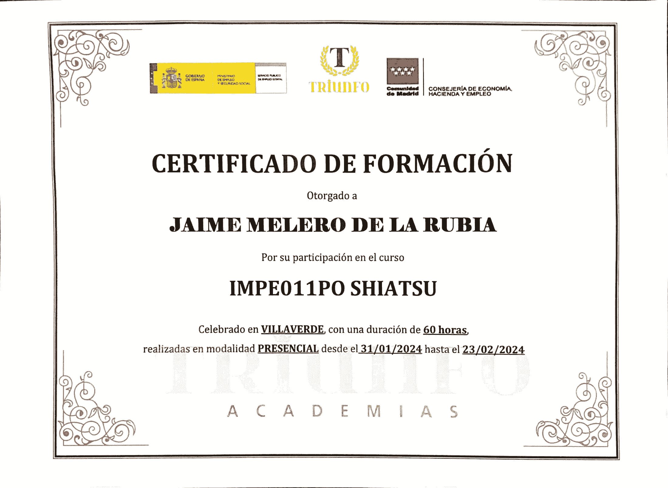 Certificado de Formación